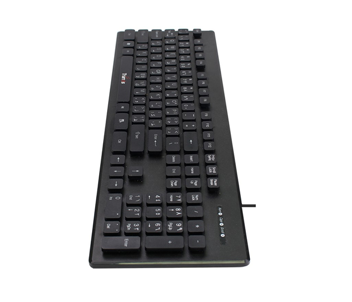 Trands TR-KB932 USB Wired Keyboard with Waterproof Suspension Buttons - Black - Zoom Image 1