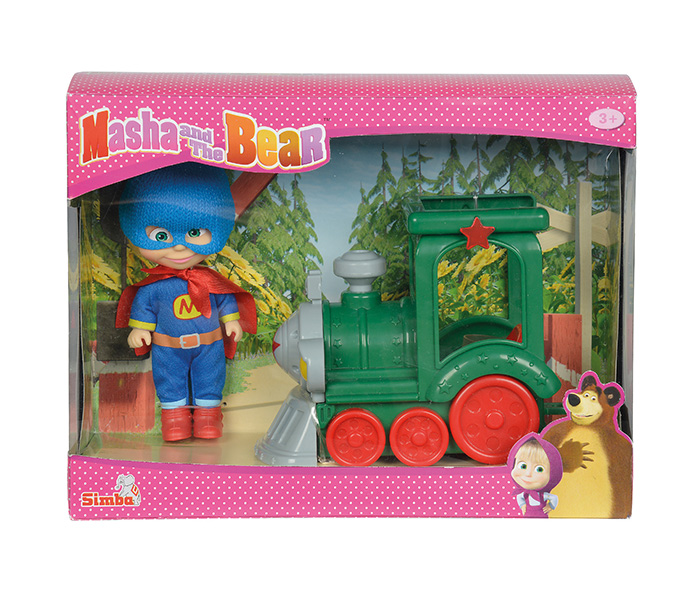 Simba 9302119 Masha Superhero with Train Play Set, Blue & Green - Zoom Image 2