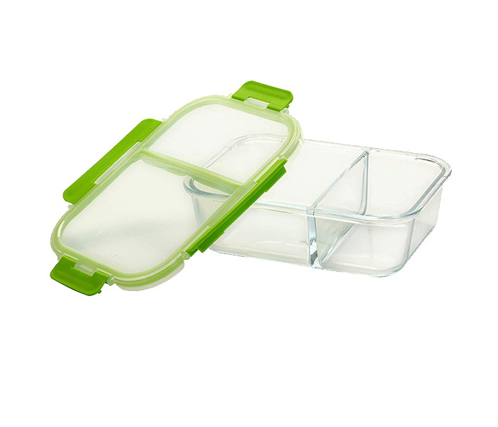 Royalford RF9219 2 Compartment Food Container - 1500ml, Clear & Green - Zoom Image 1