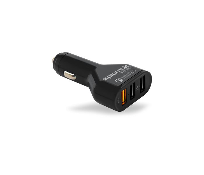 Promate Turbo-QC3 Quick Charge 3.0 42W 3 Port USB Ultra Fast Car Charger, Black - Zoom Image 6