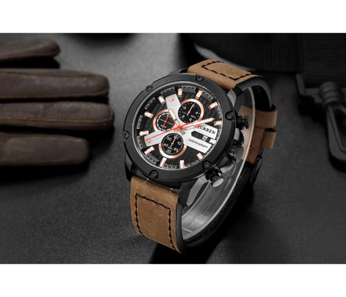 Curren 8308 Fashion Quartz Watch For Men Brown and Black - Zoom Image 3