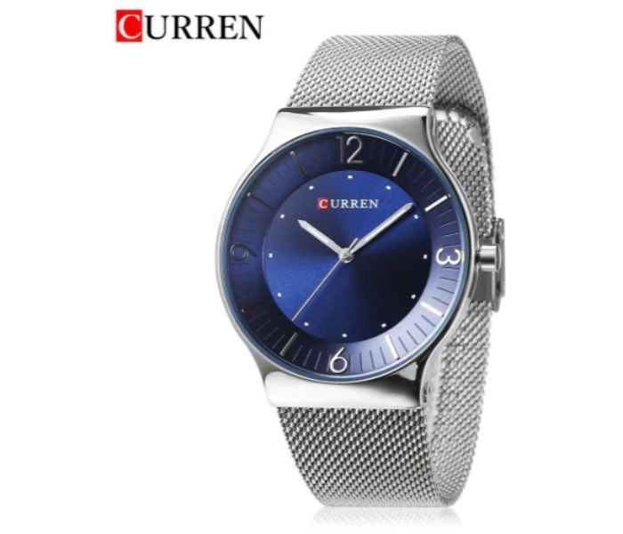 Curren 8304 Casual Quartz Watch For Men Silver and Blue - Zoom Image 1