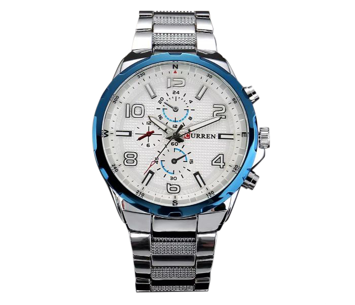 Curren 8276 Fashion Quartz Watch For Men Silver And White - Zoom Image 4