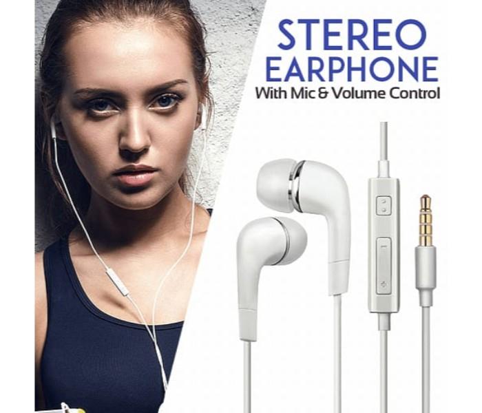 J5 In-Ear 3.5mm Stereo Earphone With Mic & Volume Control - White - Zoom Image 1