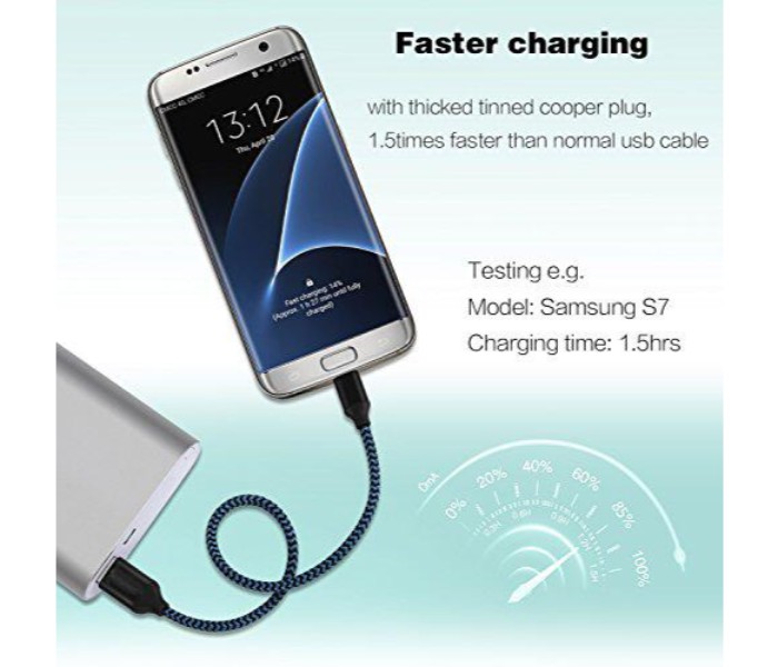 Fast Charging Nylon Type C USB  Data Cable STCAD1 Multicolor - Zoom Image 5