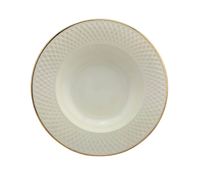 Qualitier QA-IP-3303 23 CM Gold Border Soup Plate - White - Zoom Image