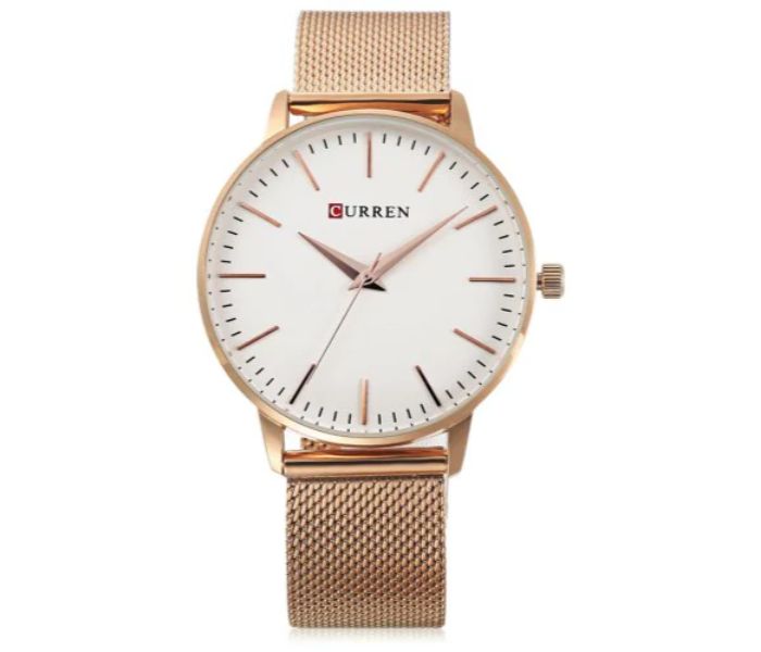 Curren 9021 Stainless Steel Analog Quartz Watch For Women Rose Gold and White - Zoom Image 3