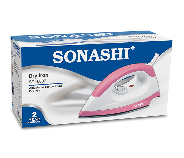 Sonashi SDI-6007 1000W Dry Iron with Stainless Steel Soleplate - Pink - Zoom Image 3