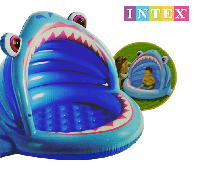 Intex ZX-57112 53 x 39 x 31CM Inflatable Blue Shark Kiddie Baby Pool - Zoom Image