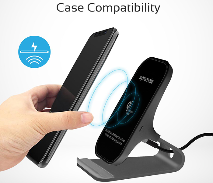 Promate AURADOCK-5 Aluminium Crafted Ultra Fast Wireless Charging Stand - Grey - Zoom Image 3