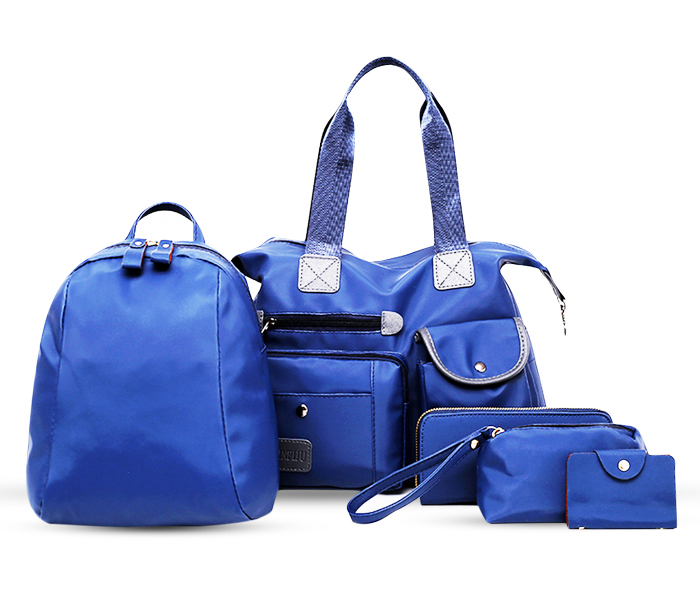 Oxford Femme Handbag & Backpack Set Of 5 PCs - Blue - Zoom Image 1