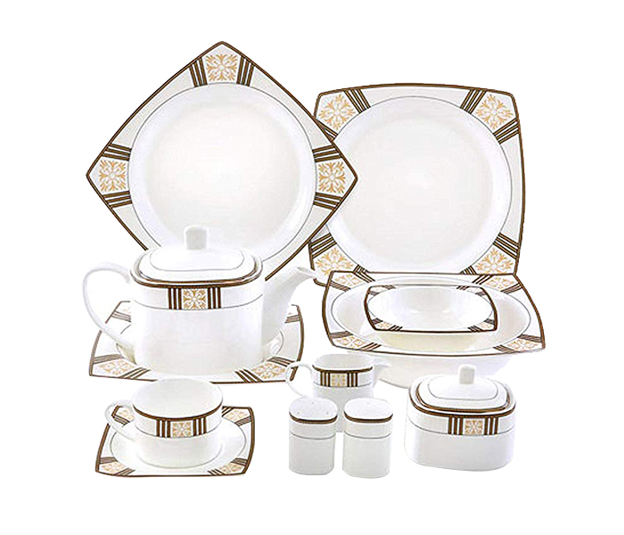 Royalford RF8390 47 Pieces Reflect Fine Bone Square Dinner Set - White - Zoom Image