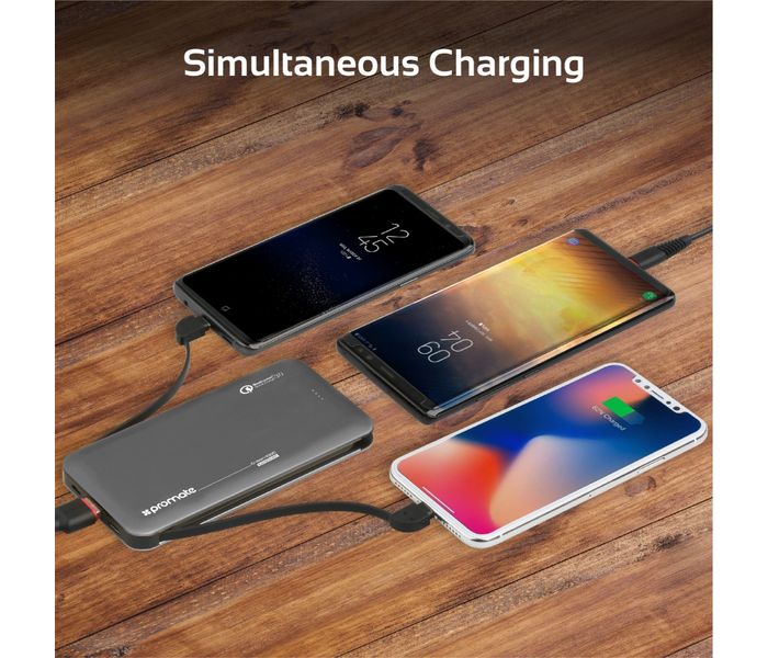 Promate Crown-10QC 10000 mAh Portable Power Bank with 18W USB Type C Charging Port, Grey - Zoom Image 6