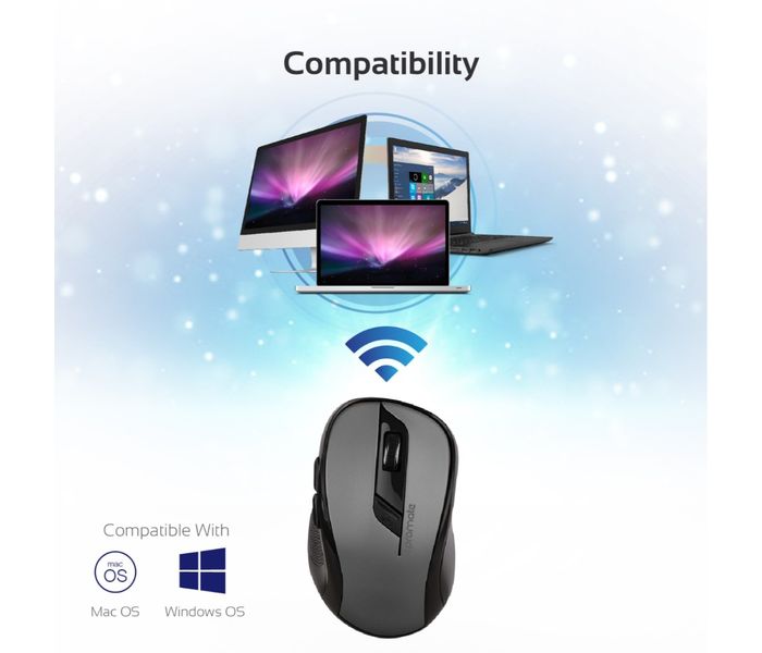 Promate Clix-7 2.4GHz Wireless Ergonomic Optical Mouse, Black - Zoom Image 7