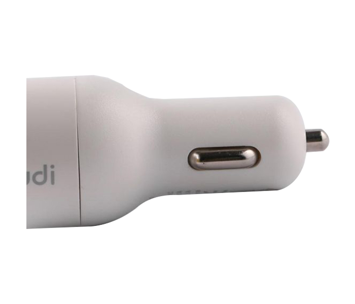 Budi M8J109 20 Watts 2 USB Port Car Charger with Adaptor - White - Zoom Image 1