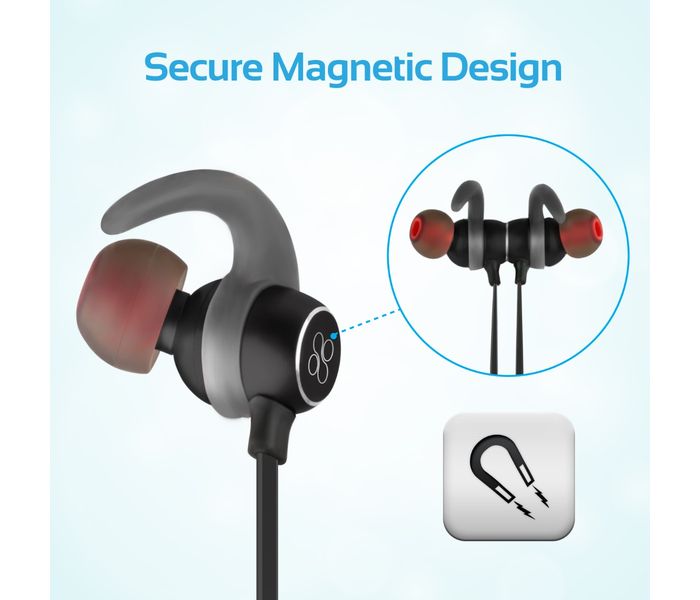 Promate Spicy-1 High Definition Wireless Secure-Fit Stereo Magnetic Earbuds, Black - Zoom Image 6