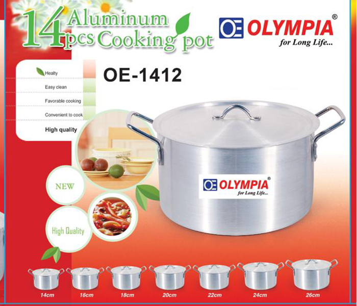 Olympia OE-1412 14-26cm Aluminium Cooking Pot - 14 Pieces- Silver - Zoom Image 1