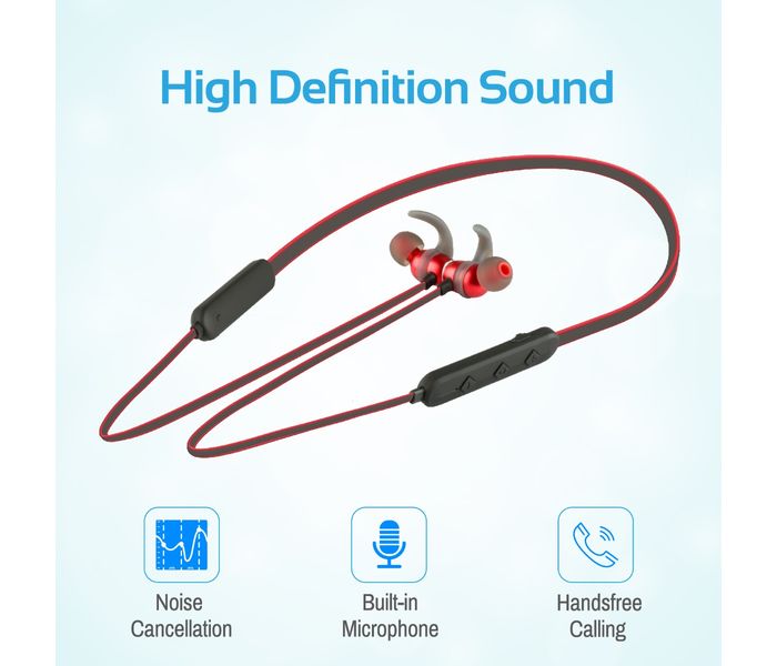 Promate Spicy-1 High Definition Wireless Secure-Fit Stereo Magnetic Earbuds, Red - Zoom Image 3