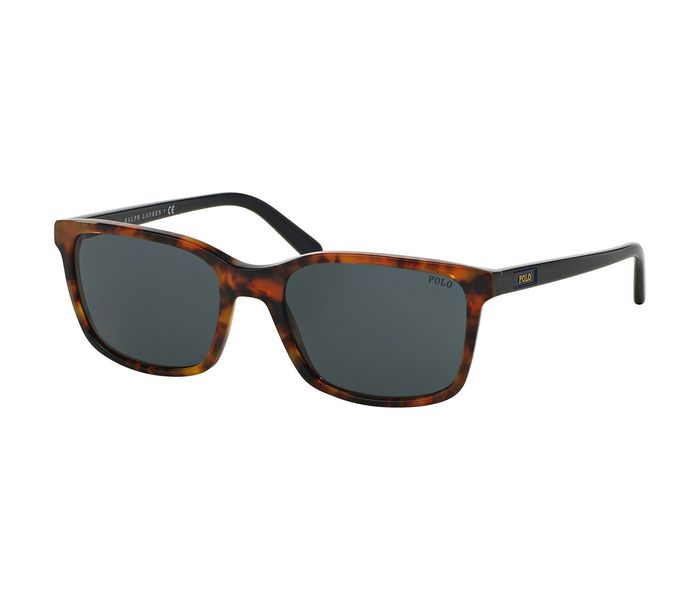 Polo Ralph Lauren PH4103 554987 Wayfarer Marble Brown & Navy Blue Frame and Black Gradient Mirrored Sunglasses for Men - Zoom Image