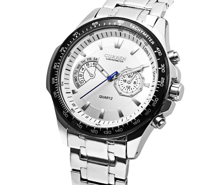 Curren 8020 Stainless Steel Analog Watch For Men Silver And White - Zoom Image 1