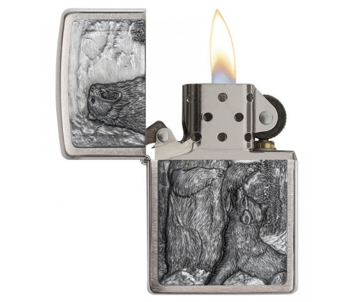 Zippo 29636 200 Bear Vs Wolf Lighter Silver - Zoom Image 2