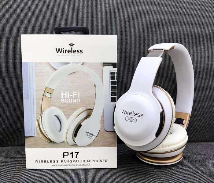 P17 Wireless Bluetooth Extra Bass Over Ear Headphones - White - Zoom Image