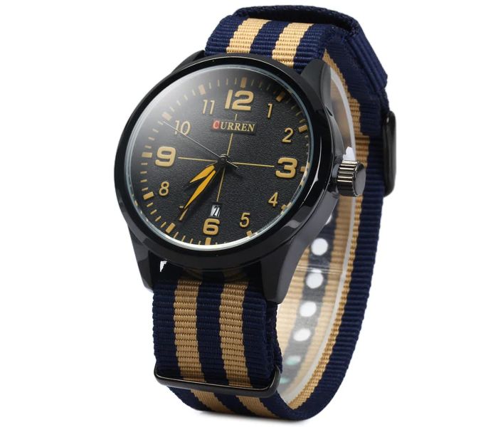 Curren 8195 Date Display Quartz Watch With Canvas Band For Men Yellow - Zoom Image