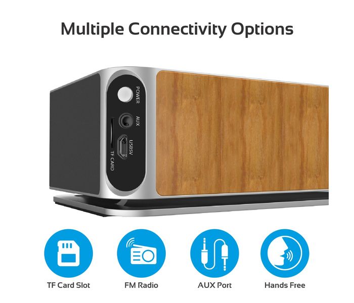 Promate Auraboom Wireless Multi-Function Speaker with Integrated Qi Charging Station - Brown - Zoom Image 5