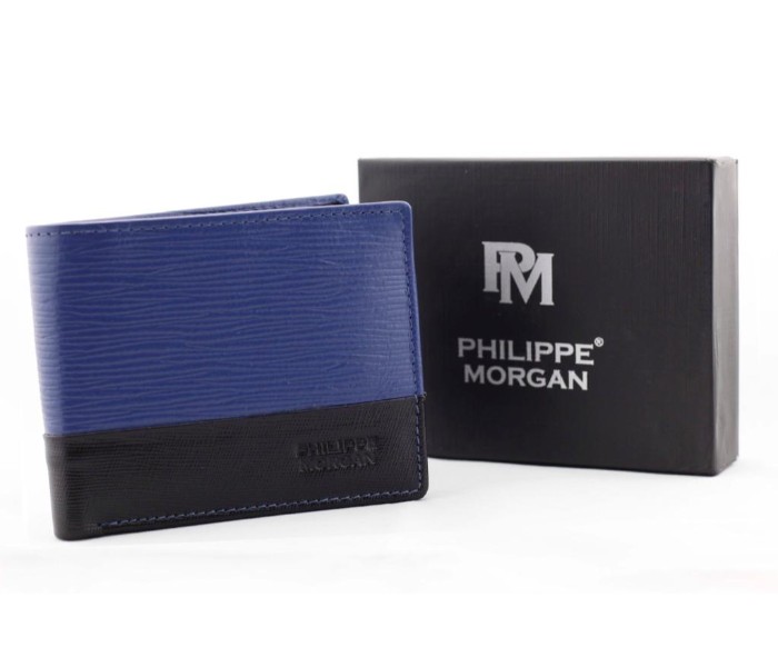 Philippe Morgan PM024 Men Leather Bifold Wallet - Blue - Zoom Image