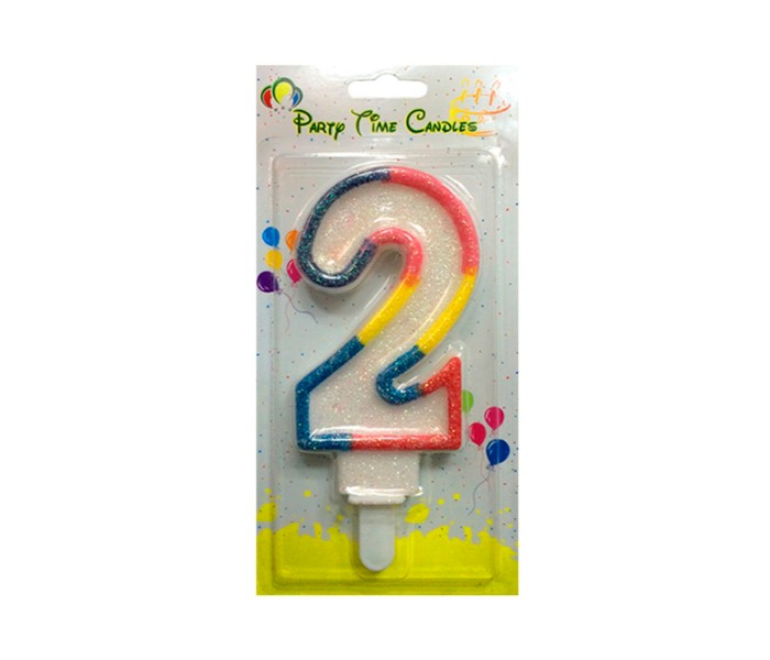 Party Time M098 Number 2 Birthday Candle Multicolor - Zoom Image