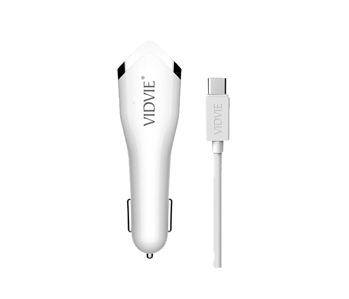 Vidvie CC-501 2.1A Car Adapter with Cable for Smartphone - White - Zoom Image 2