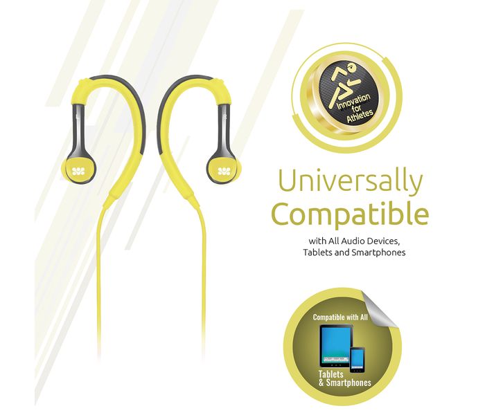 Promate Natty Universal Sporty Over the Ear Gear Buds Headphone with Noise Cancelling, Yellow - Zoom Image 4