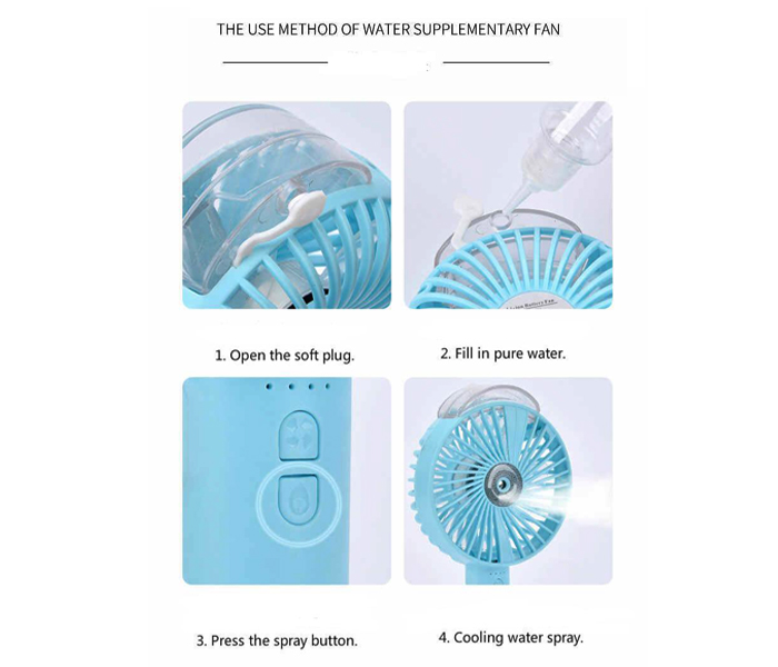 Portable Mini Air Conditioner Rechargeable USB Fan Water Spray - Blue - Zoom Image 4