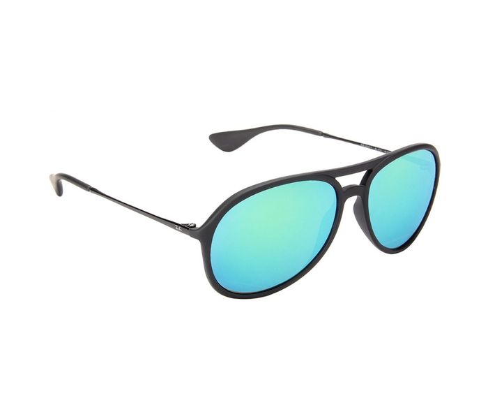 Ray-Ban RB4201 622/3R Aviator Matte Black Frame & Blue Green Mirror Mirrored Sunglasses for Unisex - Zoom Image 1