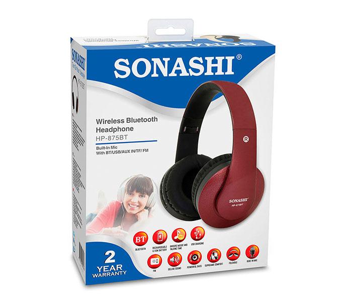 Sonashi HP-875BT Wireless Bluetooth Headphone - Maroon - Zoom Image 9