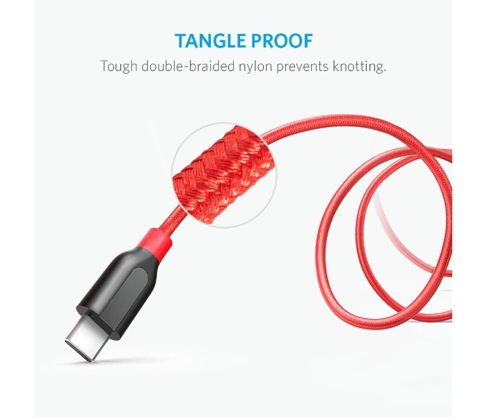 Anker A8169 Powerline Plus USB C to USB A Cable 6ft Red - Zoom Image 2