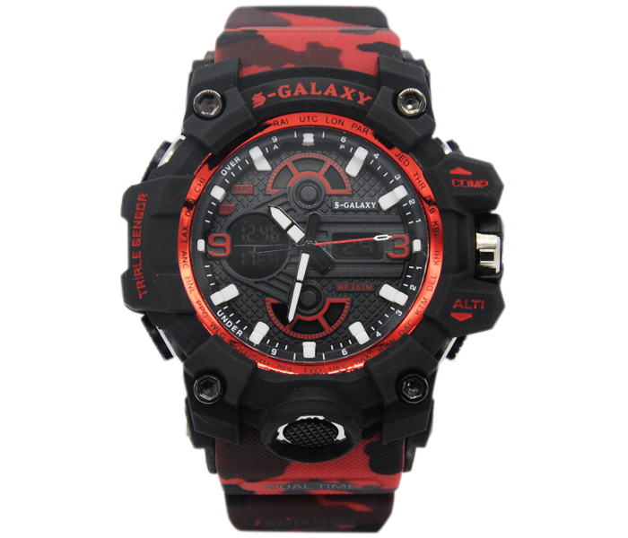 Galaxy GSW-761 Unisex Analog and Digital Sports Watch Black and Red - Zoom Image 2