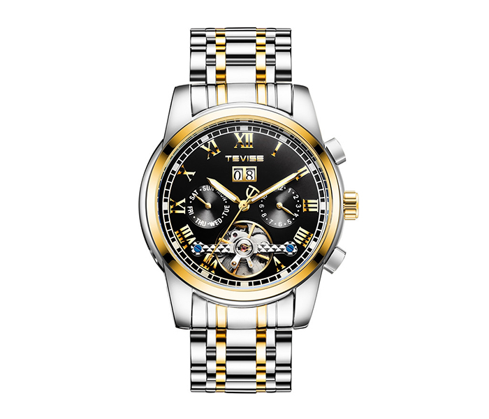 Tevise 9005DF Men's Multifunction Full Automatic Mechanical Watch - Gold & Black - Zoom Image