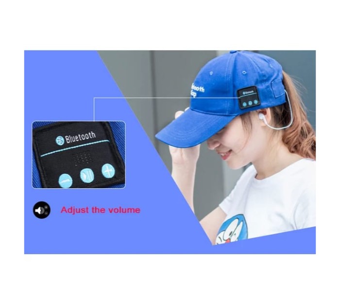 Summer Cap with Built in Bluetooth Earphone and Mic,Unisex Blue - Zoom Image 5