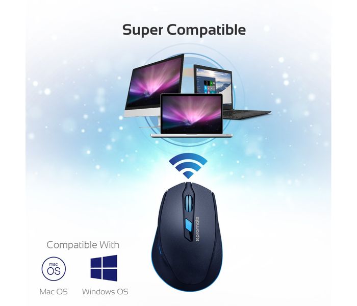 Promate Clix-6 Ergonomically Designed 2.4GHz Wireless Mouse, Blue - Zoom Image 6