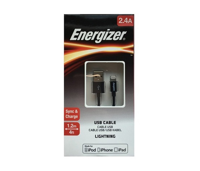 Energizer C11UBLIGBK4 1.2 Meter Lightning USB Cable - Black - Zoom Image 1