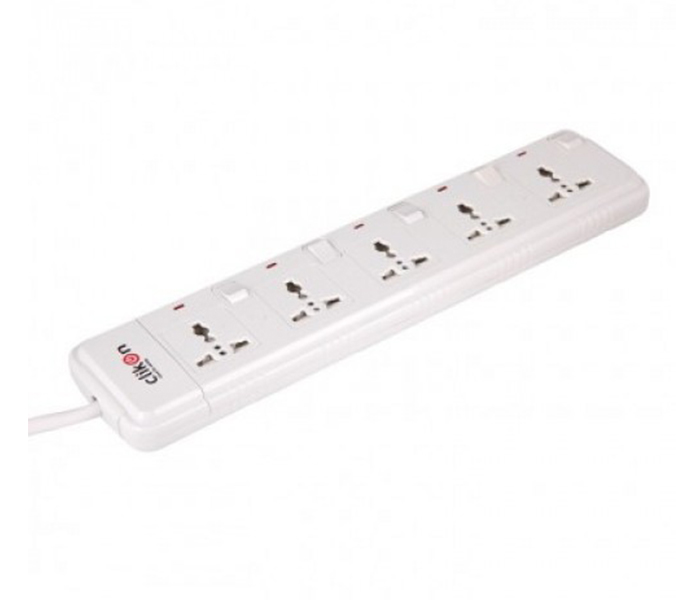 Clikon CK2175 5 Way Extension Socket - 5M Cable, White - Zoom Image