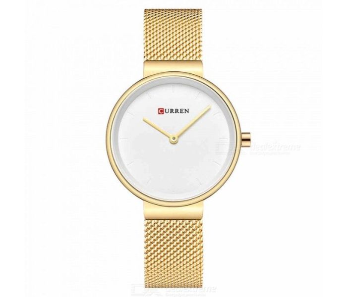 Curren 9016 Stylish Quartz Watch For Women Gold And White - Zoom Image