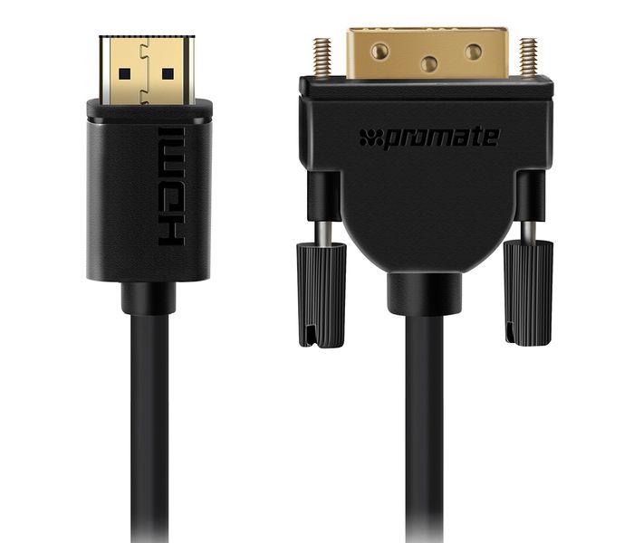 Promate LinkMate-H4 Premium High Speed Type A HDMI to DVI Adapter Cable - Black - Zoom Image 8