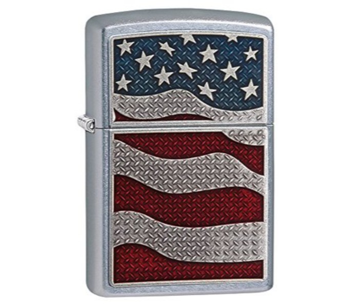 Zippo 29513 207 Chrome Diamond Plate Flag Lighter Multicolor - Zoom Image 1