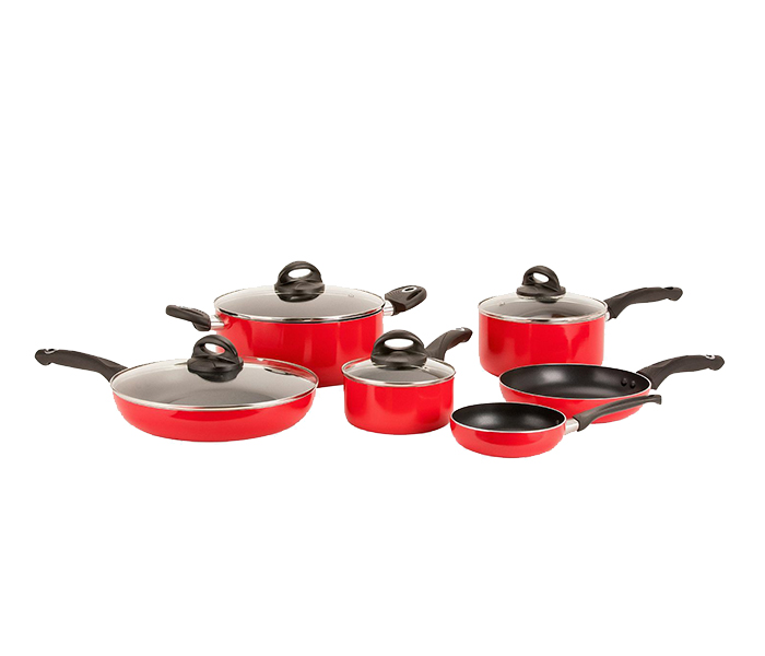 Royalford RFU9081 10 Pieces Aluminum Non-Stick Cookware Set - Red - Zoom Image 5