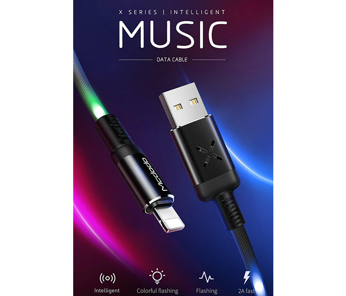 Mcdodo CA-5841 1m X Series Lightning Cable with Volume Controled Dancing LED - Black - Zoom Image 4