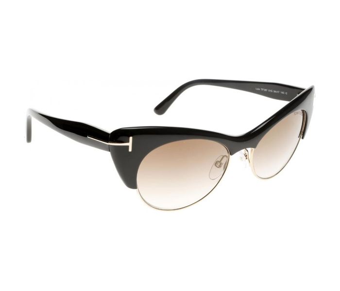 Tomford TF387 01G Lola Cat Eye Black Frame & Brown Gradient Mirrored Sunglasses for Women - Zoom Image 1