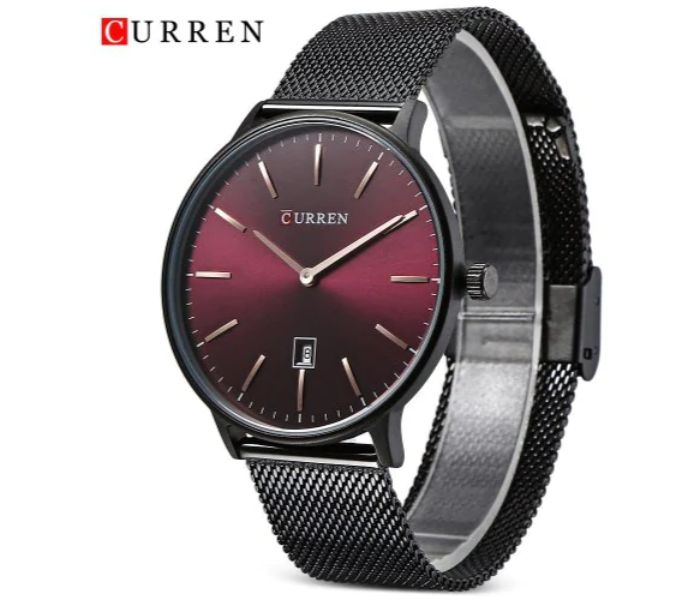 Curren 8302 Stainless Steel Analog Quartz Watch For Men Red And Black - Zoom Image 3