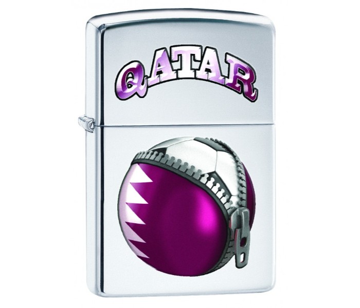 Zippo 250-CI014300 03165 Qatar Soccer Ball Regular High Polish Chrome Lighter Silver - Zoom Image